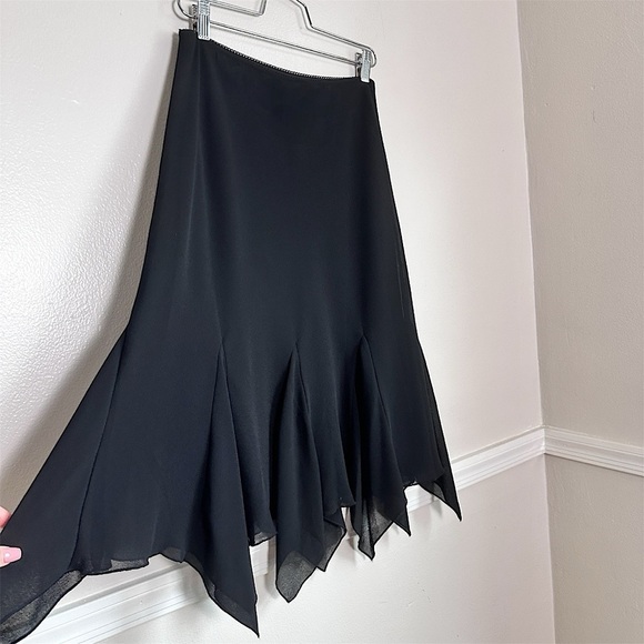 Ronni Nicole Black Midi Skirt M Flouncy Hanky Hem Witchy Whimsigoth Y2K Vintage - Picture 5 of 14